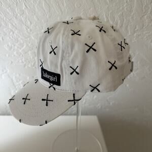 LAKEGIRL Womens Paddle Pattern Ball Cap Embroidered White NEW Adjustable Preppy